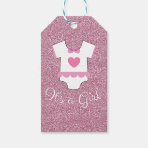 Pink Glitter It's A Girl Gift Tags