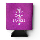 Pink glitter keep calm and sparkle on can coolers