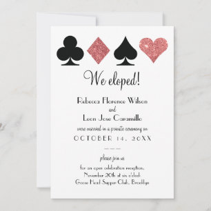 Pink Glitter Las Vegas Elopement Announcment Invitation