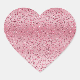 Pink Glitter Leopard Ombre Heart Sticker