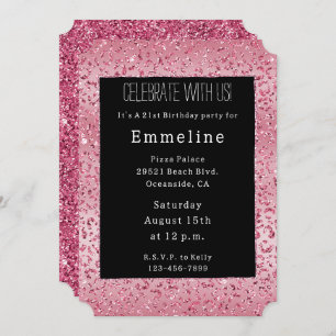 Pink Glitter Leopard Ombre Invitation