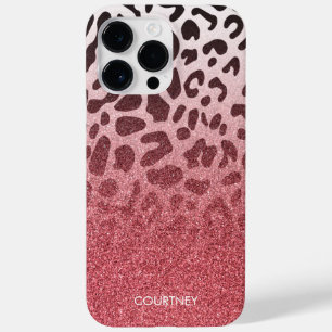 Pink Glitter Leopard Skin Case-Mate iPhone 14 Pro Max Case
