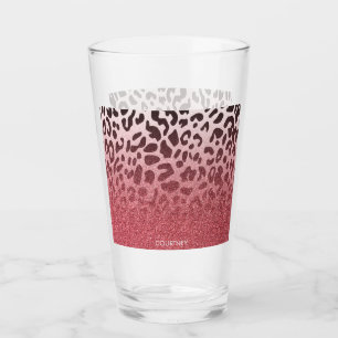 Pink Glitter Leopard Skin Glass