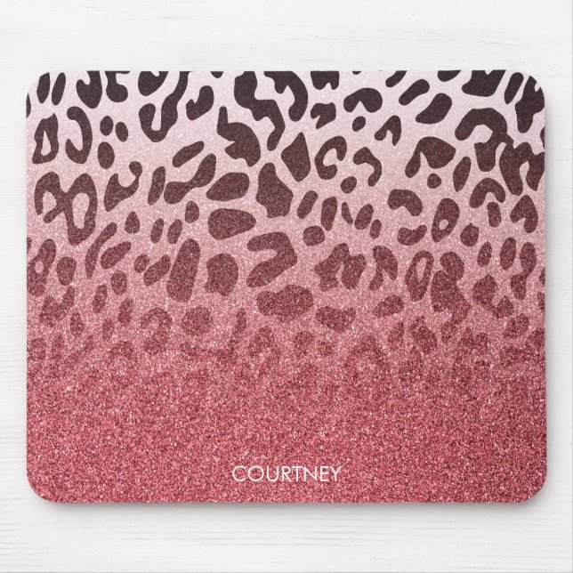 Pink Glitter Leopard Skin Mouse Mat (Front)