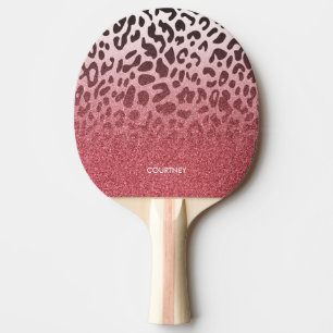 Pink Glitter Leopard Skin Ping Pong Paddle