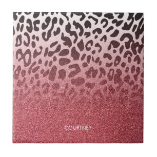 Pink Glitter Leopard Skin Tile