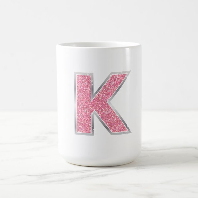 Pink Glitter letter K Coffee Mug (Center)