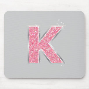 Pink Glitter letter K Mouse Mat