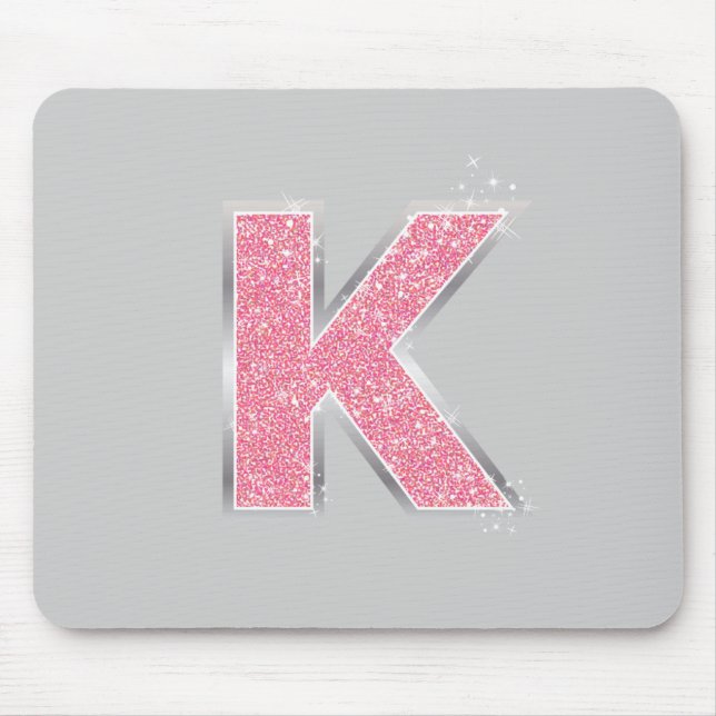Pink Glitter letter K Mouse Mat (Front)
