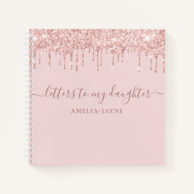 Pink Glitter Letters to My Daughter Keepsake Notebook (Front)