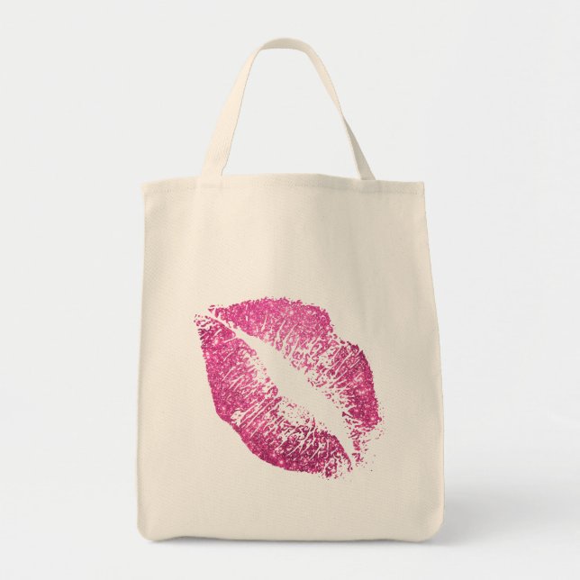 Pink Glitter Lips #2 Tote Bag (Front)