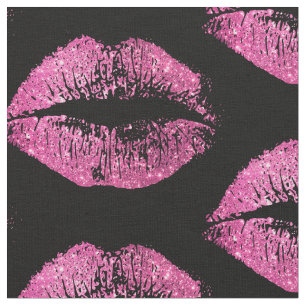 Pink Glitter Lips Fabric