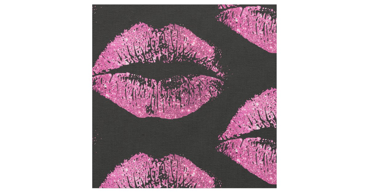 Pink Glitter Lips Fabric Zazzle