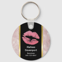 Pink Glitter Lips & Rose Gold Tropical Leaves