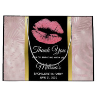 Pink Glitter Lips & Rose Gold Tropical Leaves