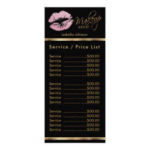 Pink Glitter Lips - Service / Price List Rack Card
