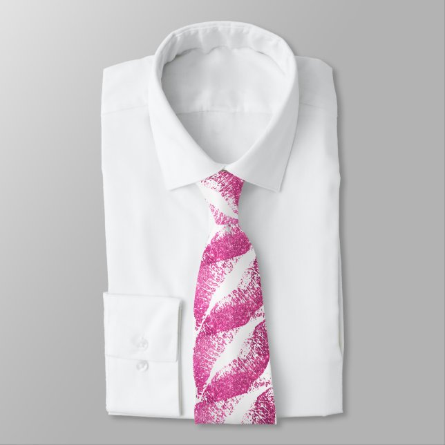 Pink Glitter Lips Tie (Tied)
