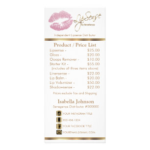 Pink Glitter Lips - White - Price List Rack Card