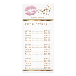 Pink Glitter Lips - White - Service / Price List Rack Card