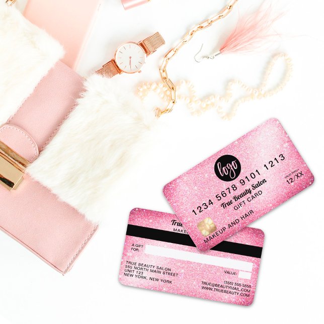 Pink Glitter Logo Credit Card Gift Certificate (Creator Uploaded)