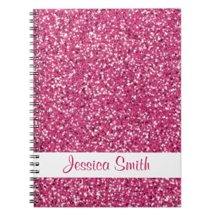 Pink Glitter Look-like And Name Notebook