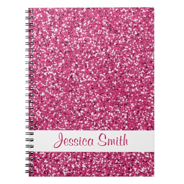 Pink Glitter Look-like And Name Notebook (Front)