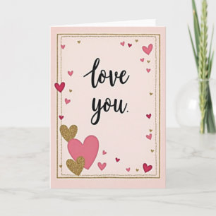 Pink Glitter Love You Card