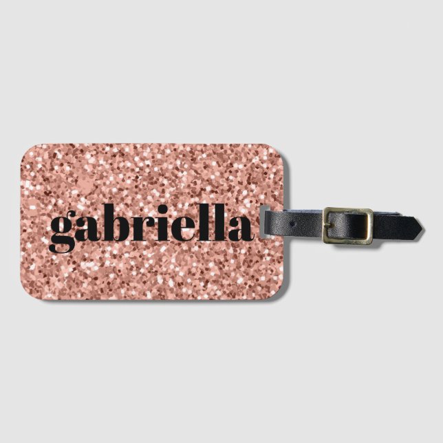 Pink Glitter Luggage Tag (Front Horizontal)