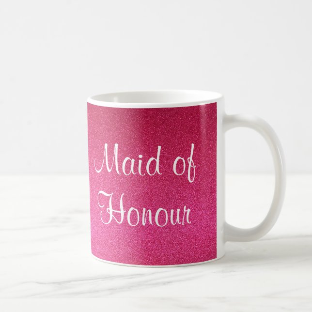 Pink Glitter Maid of Honour Mug (Right)