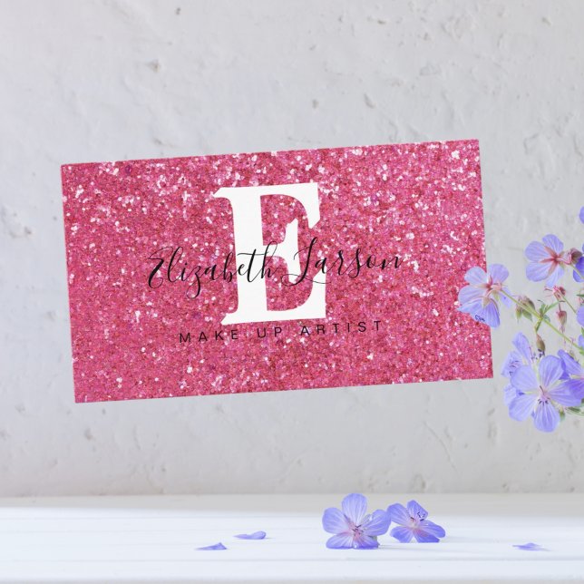 Pink Glitter Makeup Artist Hair Salon Loyalty Card (Creator Uploaded)