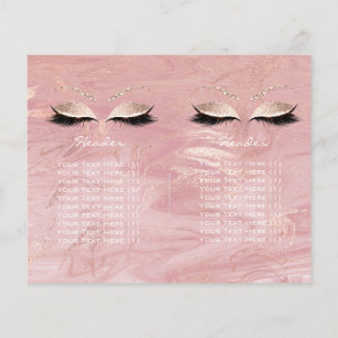 Pink Glitter Makeup Eye Lash Prices Leaflet Marble Flyer