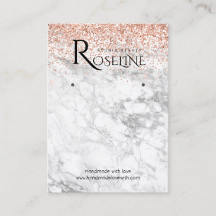 Pink glitter marble white Logo Earring Display Business Card