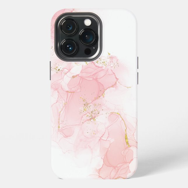 Pink glitter Marbled iPhone Case (Back)