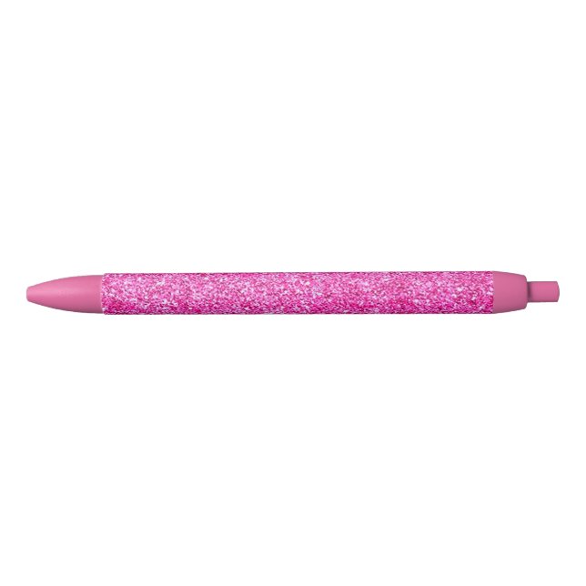 Pink Glitter Modern Beautiful Template Trendy Girl Black Ink Pen (Front)