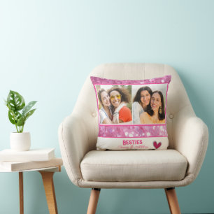 Pink Glitter Modern Besties Best Friend Cushion