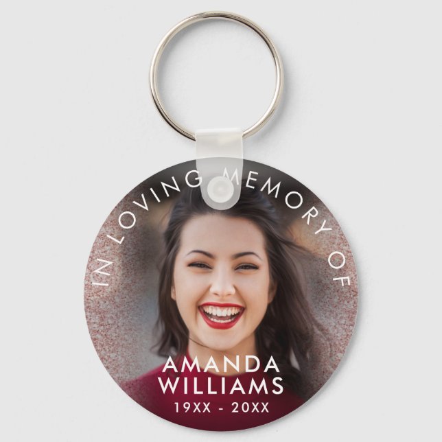 Pink Glitter Modern Photo Memorial Keepsakes Key Ring (Front)