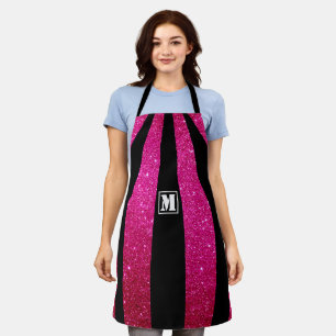 Pink Glitter Monogram Apron - Personalised Gift