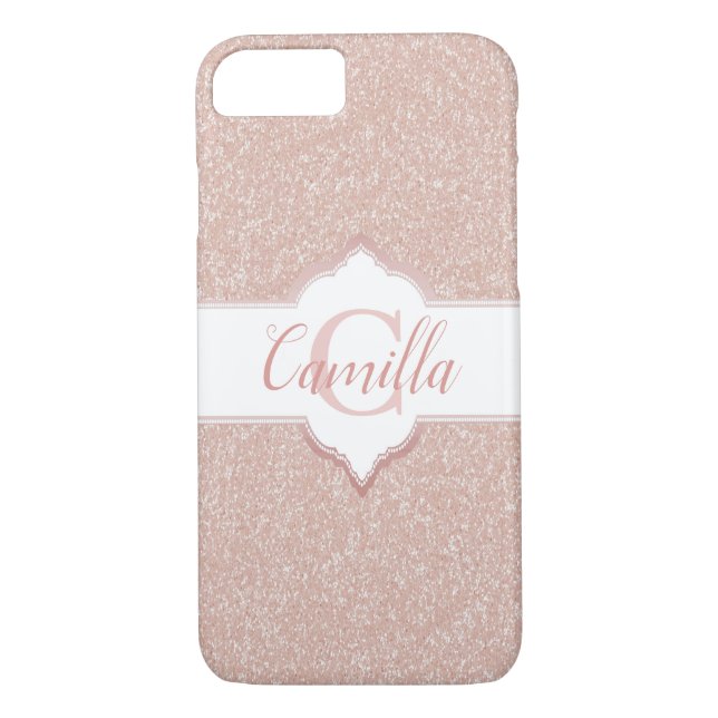 Pink Glitter Monogram Case-Mate iPhone Case (Back)