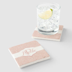 Pink Glitter Monogram Coaster