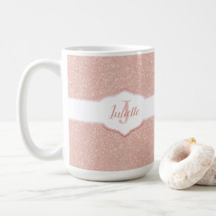 Pink Glitter Monogram Coffee Mug