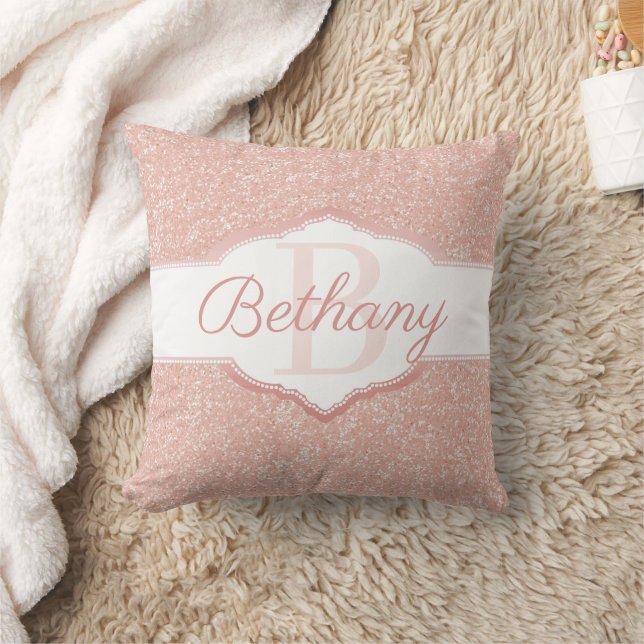 Pink Glitter Monogram Cushion (Blanket)