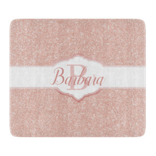 Pink Glitter Monogram Cutting Board