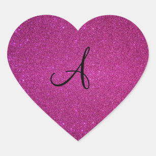 Pink glitter monogram heart sticker