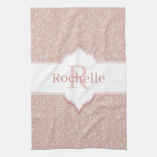 Pink Glitter Monogram Kitchen Towel