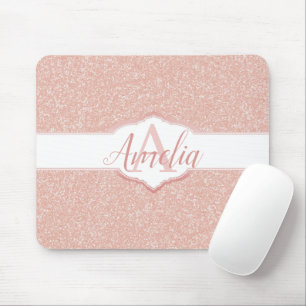 Pink Glitter Monogram Mouse Mat