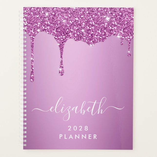 Pink Glitter Monogram Planner (Front)