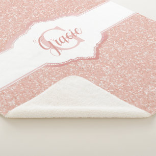 Pink Glitter Monogram Sherpa Blanket