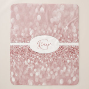 Pink Glitter Monogram Sherpa Blanket