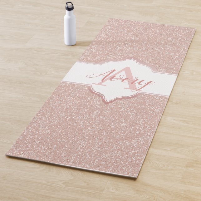Pink Glitter Monogram Yoga Mat (In Situ)