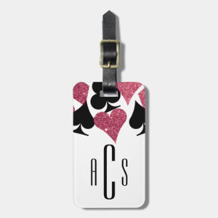 Pink Glitter Monogrammed Las Vegas Luggage Tag